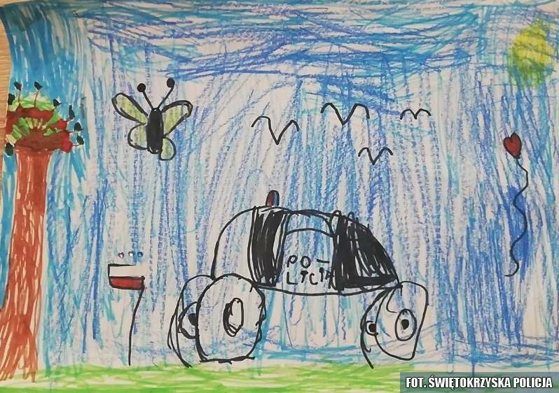 Policjanci w walce z koronawirusem. Służbę mundurowych ilustrują dzieci z powiatu włoszczowskiego (ZDJĘCIA)