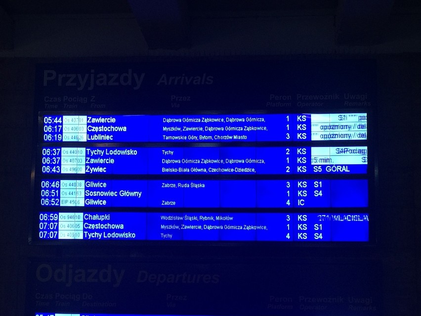 Opóźnione i odwołane pociągi Kolei Śląskich 11.01.2017 r.