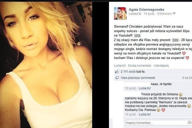 Agata Dziarmagowska (fot. screen z Facebook.com)