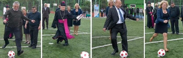 Minister Sportu i Rekreacji Mirosław Drzewiecki kopał piłkę na Orliku przy IV LO w Rzeszowie.