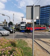 Zderzenie dwóch tramwajów na rondzie Fordońskim w Bydgoszczy