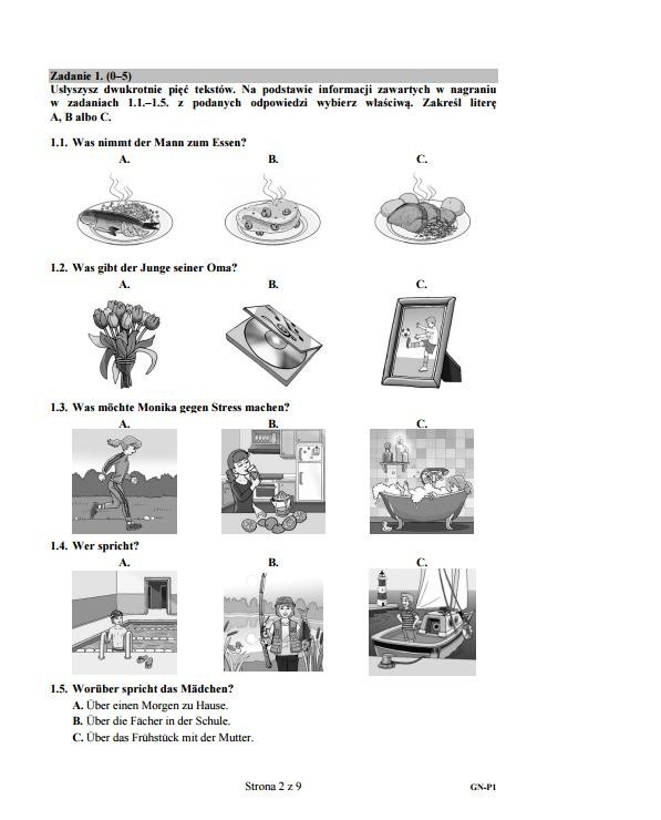 EGZAMIN GIMNAZJALNY NIEMIECKI podstawowy 2016 ODPOWIEDZI,...