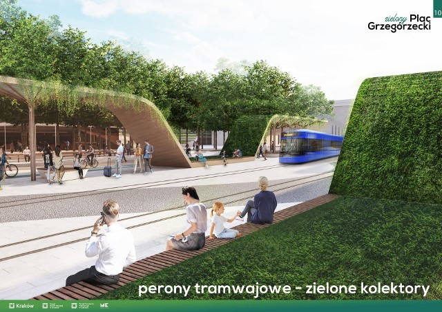 Wizualizacje placu Grzegórzeckiego. Tak ma wyglądać nowa przestrzeń w centrum Krakowa, którą na wizualizacjach zaprezentował Zarząd Zieleni Miejskiej