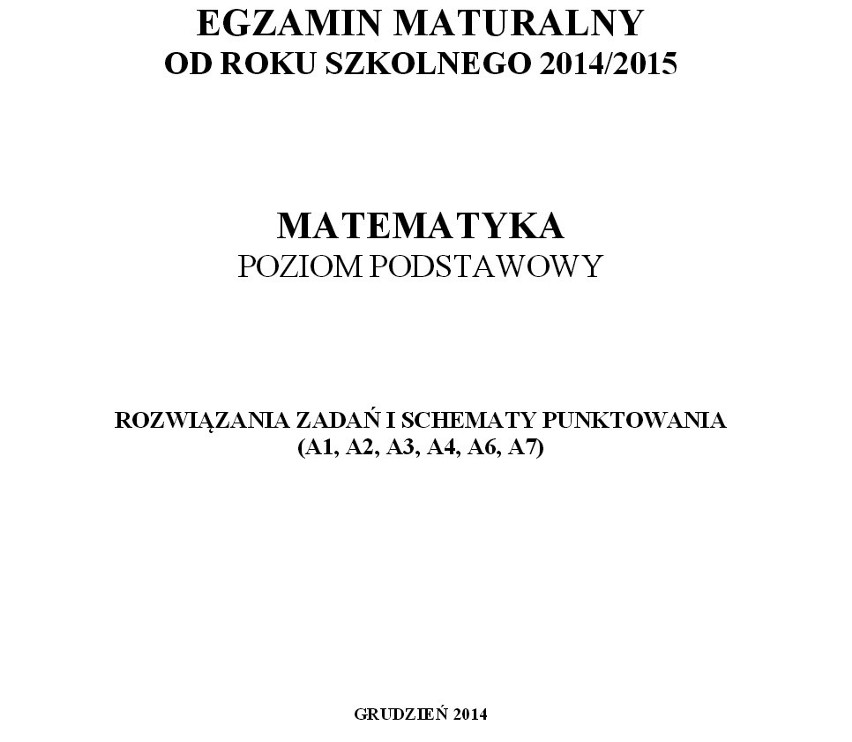 Próbna matura 2014 z matematyki - klucz odpowiedzi CKE...