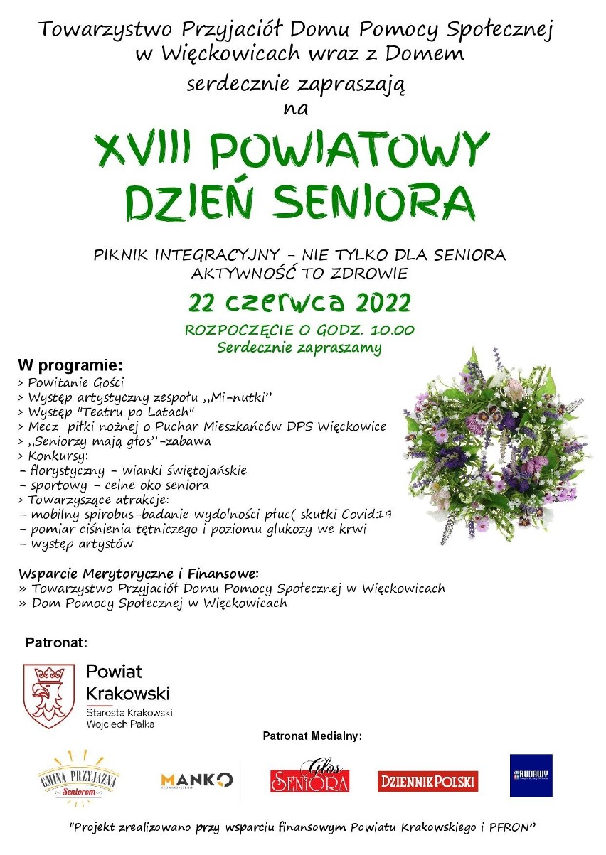 Powiatowy Dzień Seniora jest organizowany w DPS Więckowice...