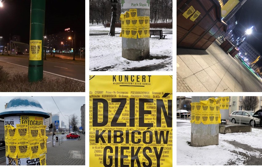 8.04.2021 r. Prowokacyjny plakat kibiców Ruchu Chorzów z...