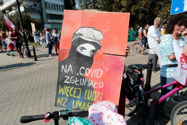 12.09.2020 warszawa zakonczyc plandemie - demonstracjan/z fot. adam jankowski / polska press