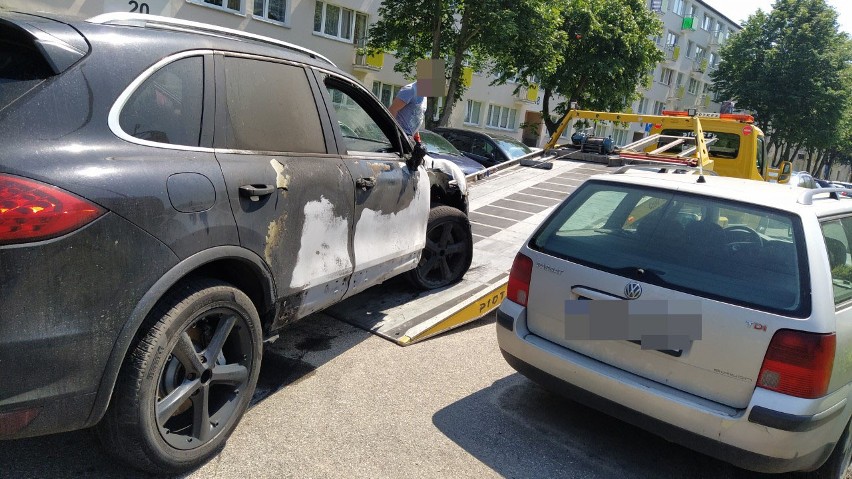 Pożar Porsche w Koszalinie.