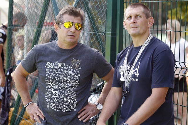Dyrektor sportowy Budowlanych Mirosław Żórawski i trener Przemysław Szyburski