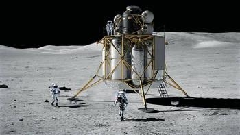 Amerykańska wizja powrotu na Księżyc - statek Altair po lądowaniu Wizualizacja: NASA