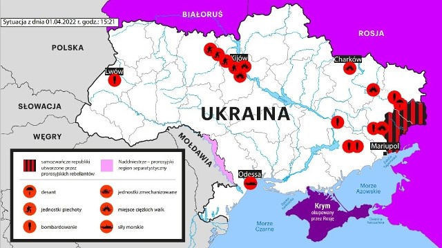 Najnowsza mapa rosyjskich ataków