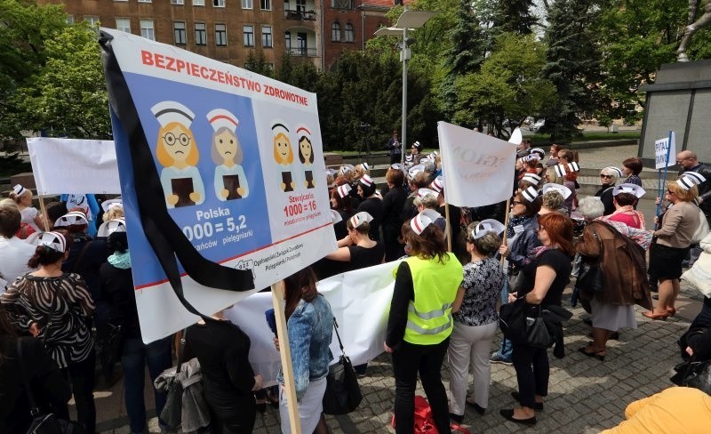 Protest pielęgniarek w Szczecinie