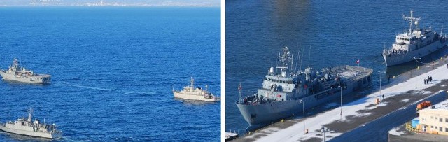 Okręty Stałego Zespołu Obrony Przeciwminowej NATO (SNMCMG-1) po zacumowaniu w porcie w Gdańsku