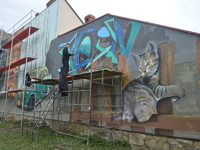 Nowy Sącz. Wielki mural Morsa na ul. Łokietka  [ZDJĘCIA]