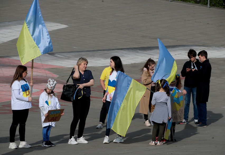 Strajk na placu Solidarności w geście wsparcia dla Ukrainy