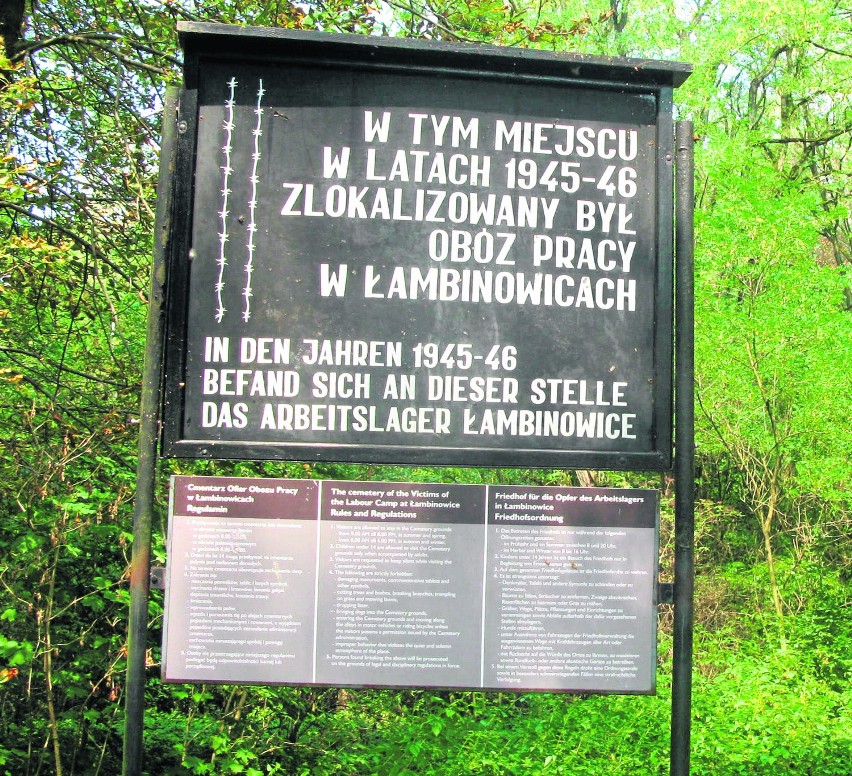 W tym miejscu znajdował się obóz pracy w Łambinowicach