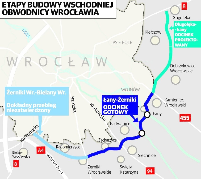 Nie wiadomo, kiedy powstanie ostatni odcinek Wschodniej Obwodnicy Wrocławia (MAPA)