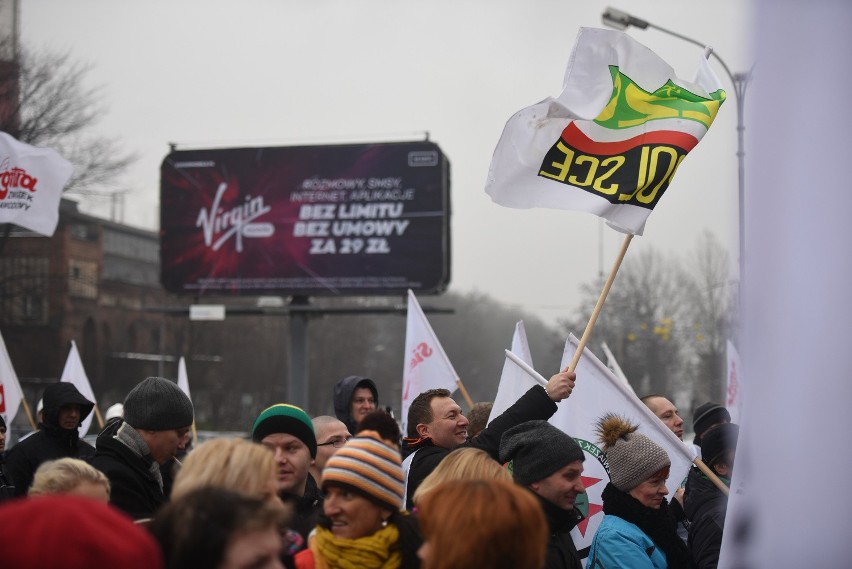 Protest górników kopalni Boże Dary w Katowicach: