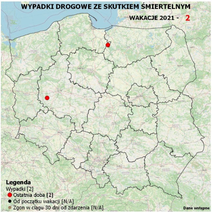 Wakacyjna mapa wypadków dostępna jest na stronie policja.pl