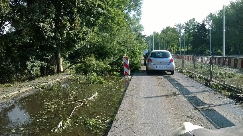 Skutki nocnej nawałnicy we Wrocławiu