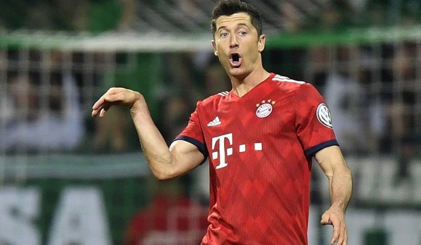 Na zdjęciu: Robert Lewandowski. Mecz Bayern Monachium -...
