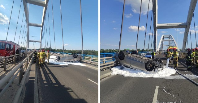 Do groźnego zdarzenia drogowego doszło dzisiaj (23.06) na moście im. gen. Elżbiety Zawackiej w Toruniu.