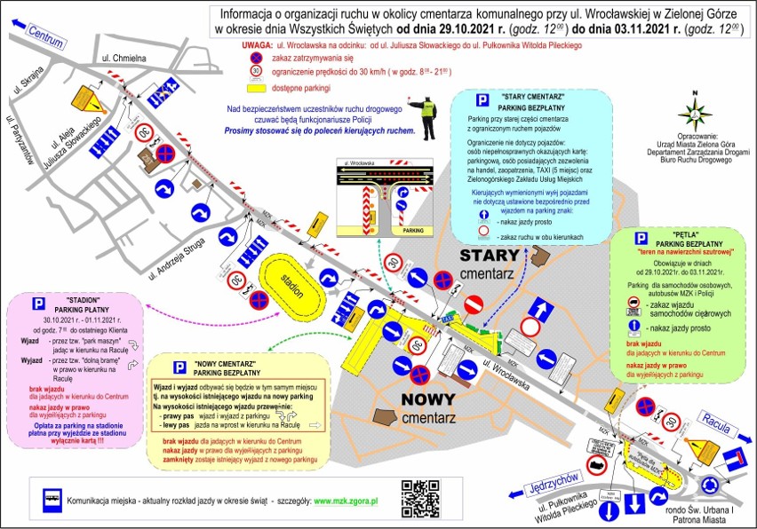 Mapa - zmiany organizacji ruchu przed cmentarzem komunalnym...