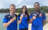 Dominik Dziuda, Kseniya Dronchanka i Erik Rahozenkoy medalami Youth League Poreć 2023