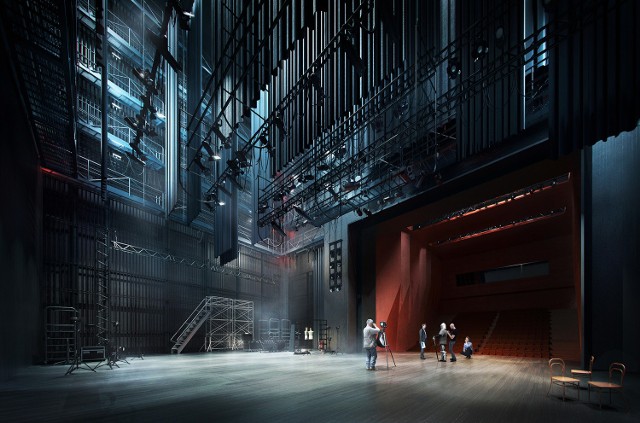 Tak ma wyglądać sala teatralno-operowa w nowej siedzibie AM usytuowanej u zbiegu ul. Sułkowskiego, Kamiennej i Chodkiewicza.