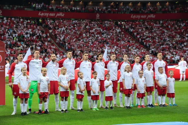 Reprezentacja Polski przed meczem z Wyspami Owczymi na PGE Narodowym we wrześniu 2023 roku