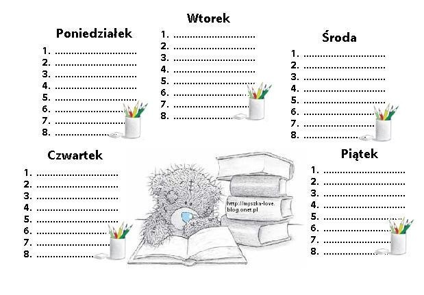 Rok szkolny 2014/2015: Plan lekcji do wydrukowania na biurko