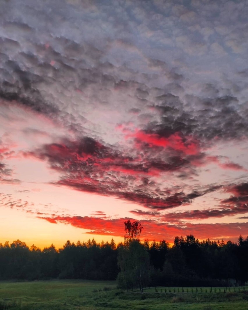 Kaszubskie niebo skąpane w czerwieni. Niesamowite fotograficzne pejzaże z powiatu kościerskiego!