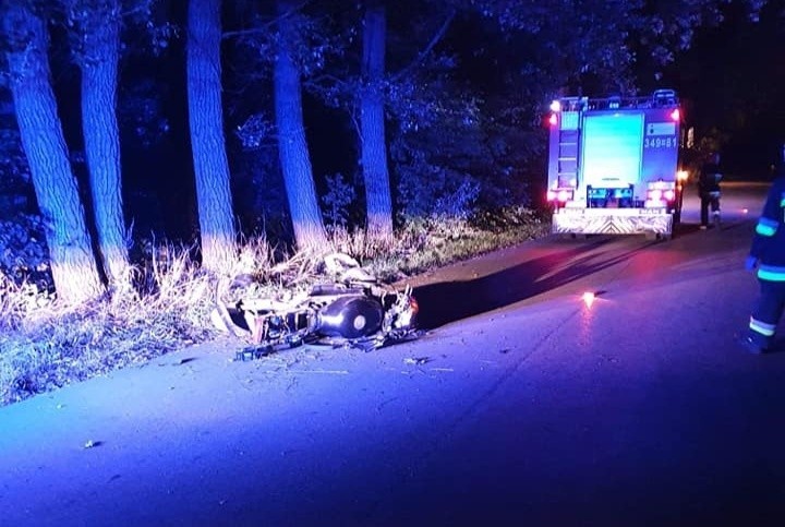 Wypadek pijanego motocyklisty w miejscowości Zabiele