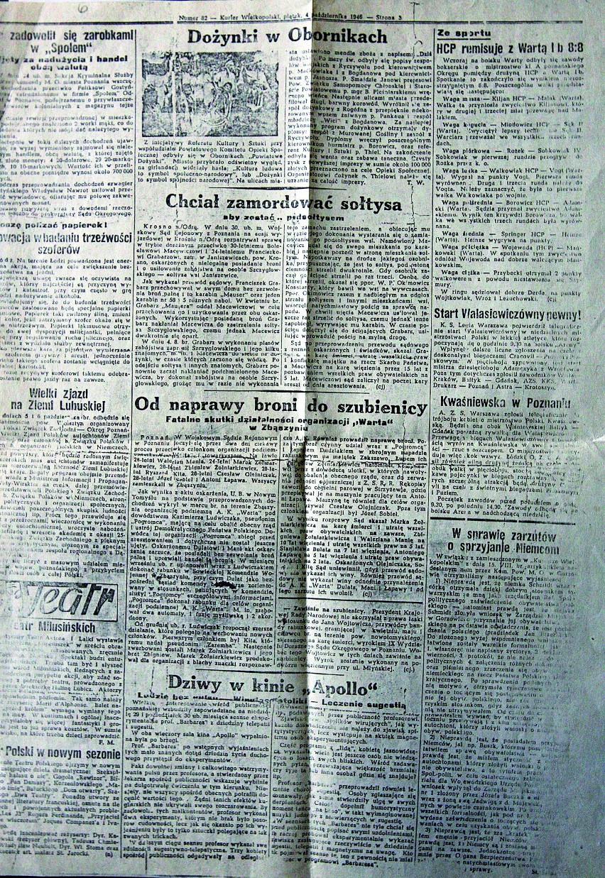 „Kurier Wielkopolski” z 4 października 1946 r., strona 3....