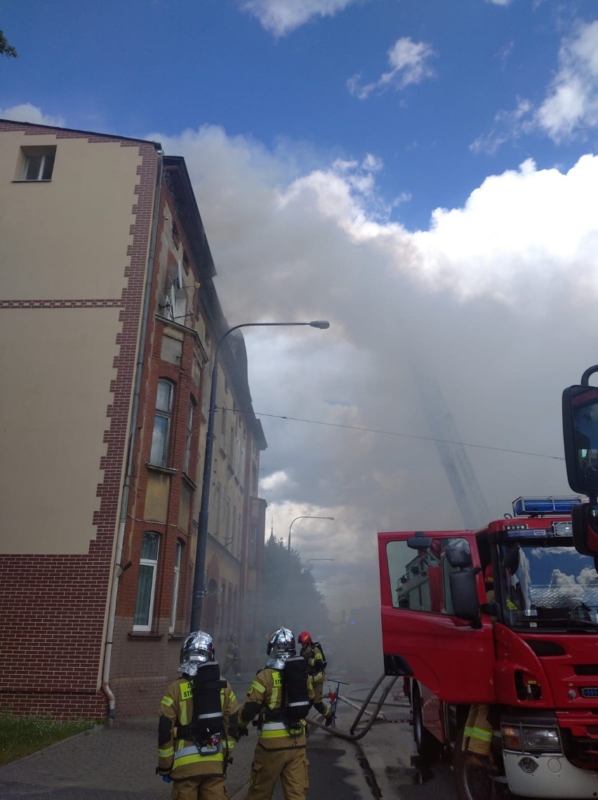 Pożar kamienicy przy ul. Jagiellońskiej 63 w Bydgoszczy