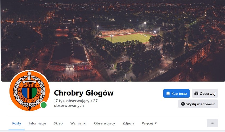 16. miejsce: Chrobry Głogów - 17.000 obserwujących na FB...