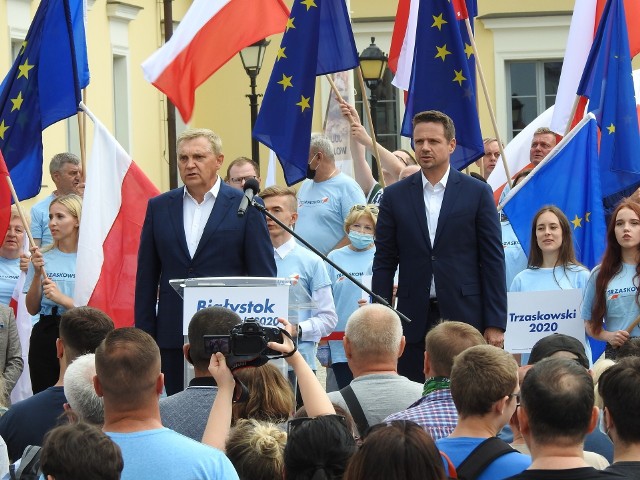 Zdjęcia z białostockiego wiecu wyborczego Rafała Trzaskowskiego.