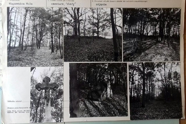 Kilka zdjęć z karty cmentarza z Wojewódzkiego Urzędu Ochrony Zabytków w Kielcach Delegatura w Sandomierzu. Zdjęcia pochodzą prawdopodobnie z końca lat 80 XX wieku.