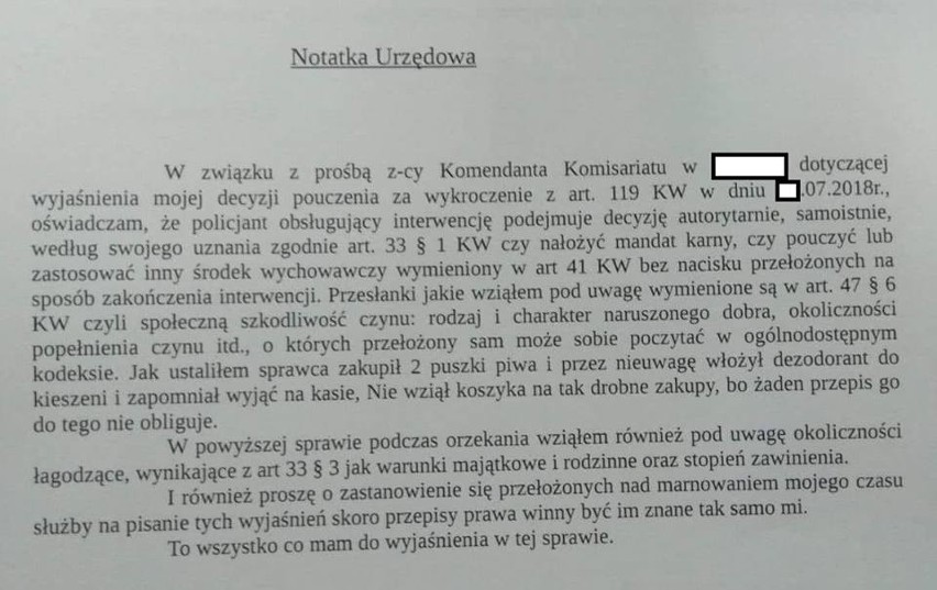 Policjant z Pszowa musiał się tłumaczyć z pouczenia. Czy to...