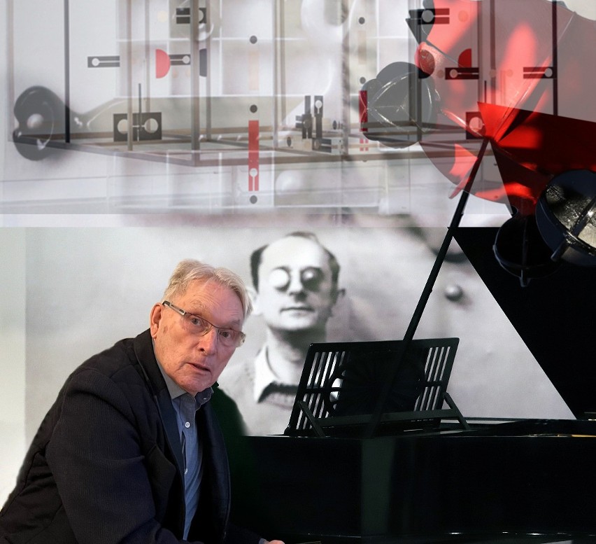 Zygmunt Krauze podczas wizyty na wystawie Sala Neoplastyczna...
