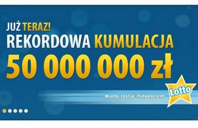 W dzisiejszym losowaniu lotto główna nagroda mogła wynieść 50 milionów złotych lub więcej