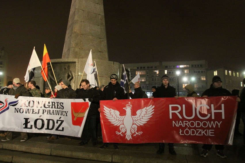 Protest przeciw wyborom na pl. Wolności w Łodzi : "Kto nie skacze, z PSL-u" [ZDJĘCIA+FILM]