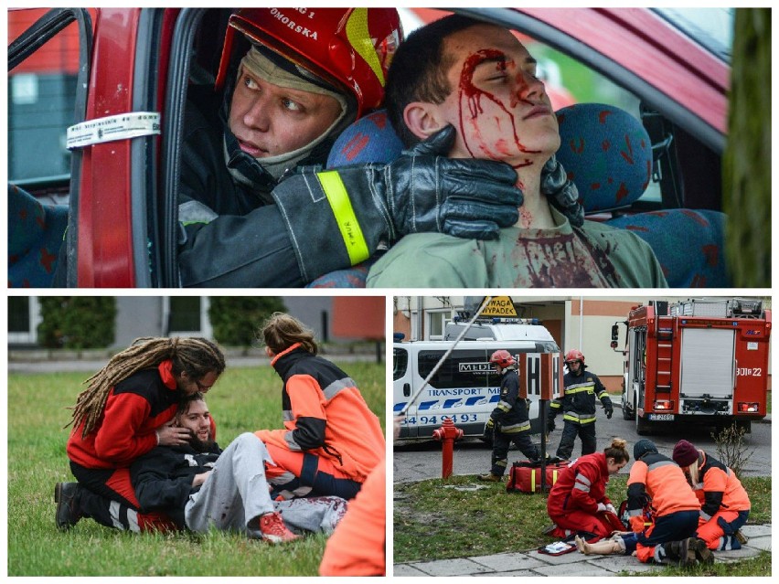 Wypadek wyglądał dramatycznie. Na szczęście to tylko inscenizacja w Collegium Medicum UMK [zobacz zdjęcia]