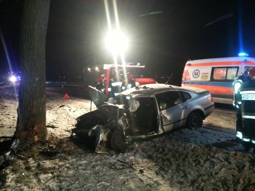 Wypadek pod Stęszewem: Samochód uderzył w drzewo