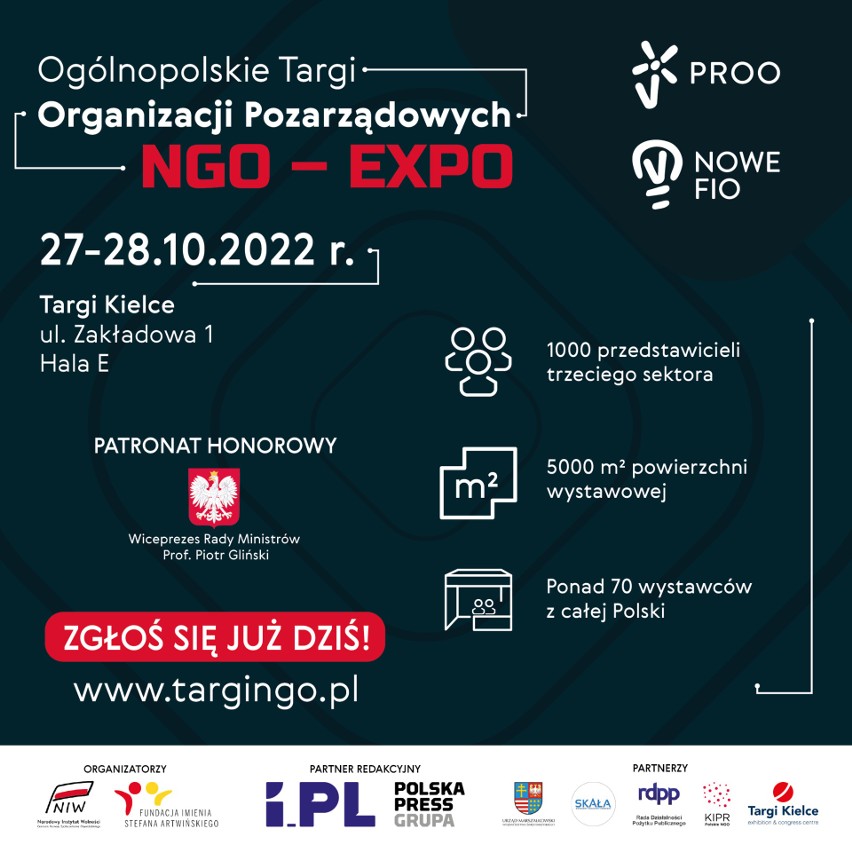 Pierwsze takie wydarzenie w kraju! Ogólnopolskie Targi Organizacji Pozarządowych NGO-EXPO 27 i 28 października