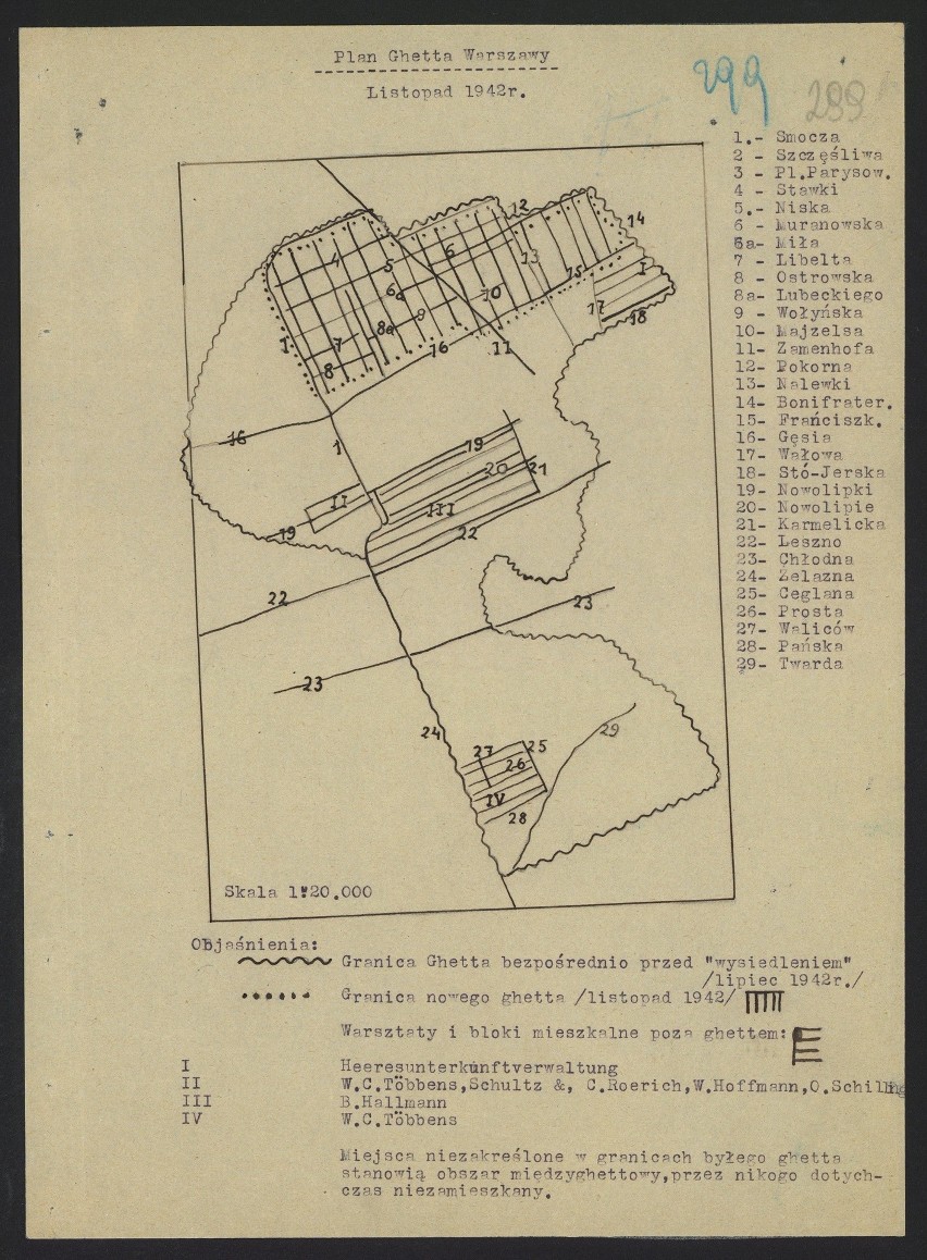 Plan warszawskiego getta z listopada 1942 roku.