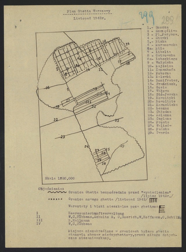 Plan warszawskiego getta z listopada 1942 roku.