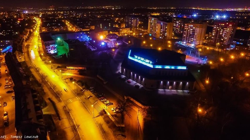 Tak wygląda Zabrze na nocnych zdjęciach z drona