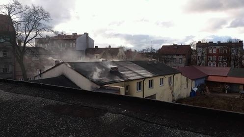 Pożar przy ulicy Jaracza w Słupsku.