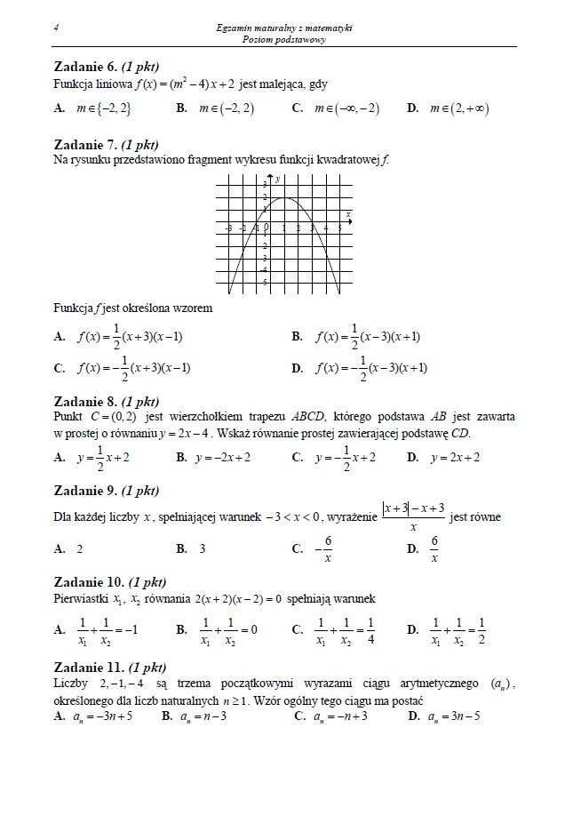 Matura 2014: Matematyka [ODPOWIEDZI, ARKUSZE] - poziom podstawowy